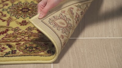 Elegant Ivory 6' Square Synthetic Easy-Care Area Rug