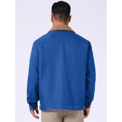 INSPIRE CHIC Men's Winter Collared Button Front Fleece Lining Pockets Trucker Jacket XX-Large Blue — фото 3