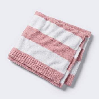 Chenille Stripe Baby Blanket - Dark Pink and White Stripe - Cloud Island™