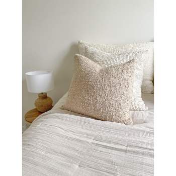 Cozy Cotton Beige Boucle Euro Pillow 26x26