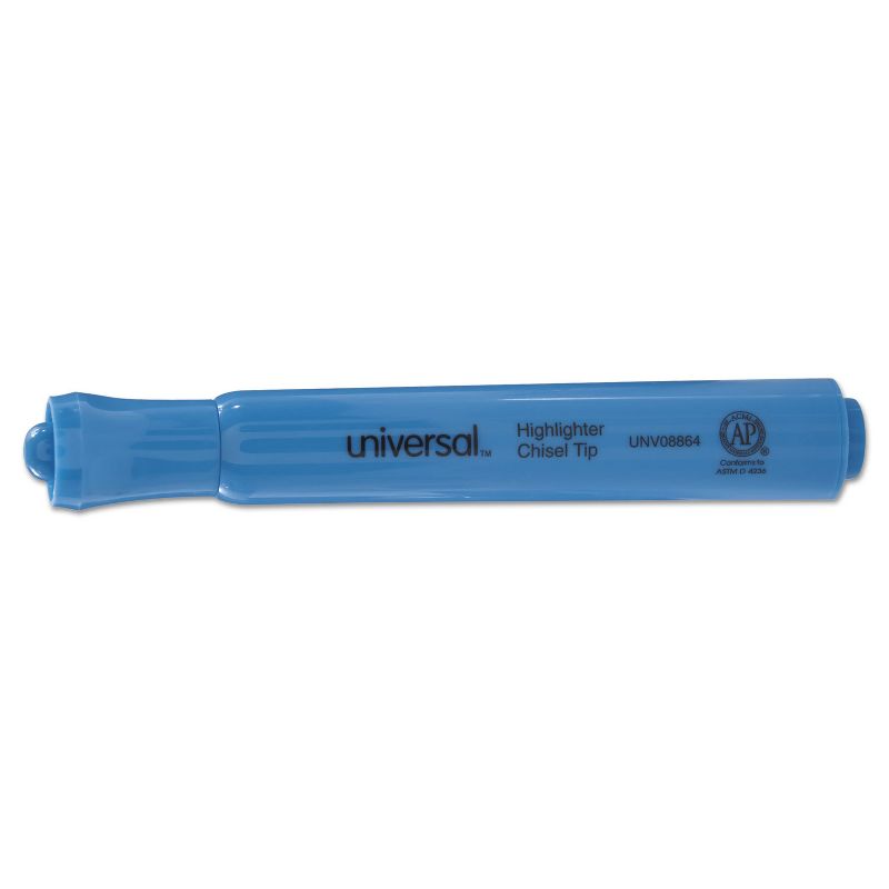 UNIVERSAL Desk Highlighter Chisel Tip Fluorescent Blue Dozen 08864, 2 of 9