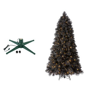 Home Heritage 1-1.5" Christmas Tree Base Rotating Metal Stand with Snowdrift 6.5' 500 Pre-Lit Warm White LED Lights Artificial Christmas Tree - 1 of 4