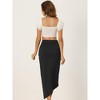 Allegra K Women's Slit Front Irregular Ruched Elastic High Waist Solid Midi Skirt - 2 of 4