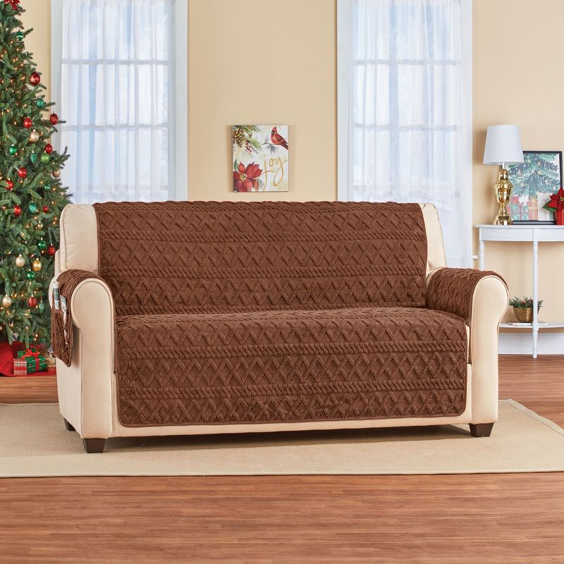 Collections Etc High Pile Fleece Plush Diamond Furniture Cover with Side Pockets, 2 of 5