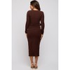 PinkBlush Brown Ribbed Long Sleeve Maternity Wrap Dress - 3 of 4
