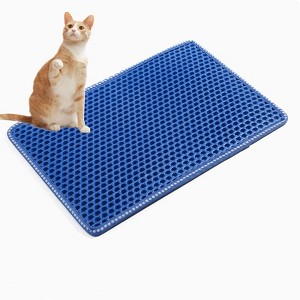 Angel Sar 21x14 Inch Cat Litter Mat, Double Layer Litter Trapping Mat with MiLi Shape Holes, Urine Waterproof, Easy Clean, Non-Slip, Blue - 1 of 4