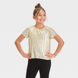 Girls' Short Sleeve Pleated Party Top - Cat & Jack™ - 1 of 3