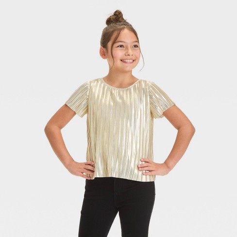 Girls' Short Sleeve Pleated Party Top - Cat & Jack™ - image 1 of 3