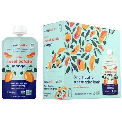 Cerebelly Clean Label Project Purity Award Winning Sweet Potato Mango Organic Baby Food Pouch - 6pk/24oz