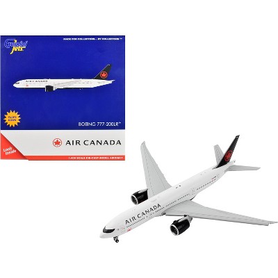 Boeing 777-200LR Commercial Aircraft with Flaps Down "Air Canada" White w/Black Tail 1/400 Diecast Model Airplane by GeminiJets