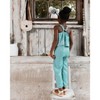 Deux par Deux Girl Chambray Jumpsuit with Embroidery Light Blue - 4 of 4