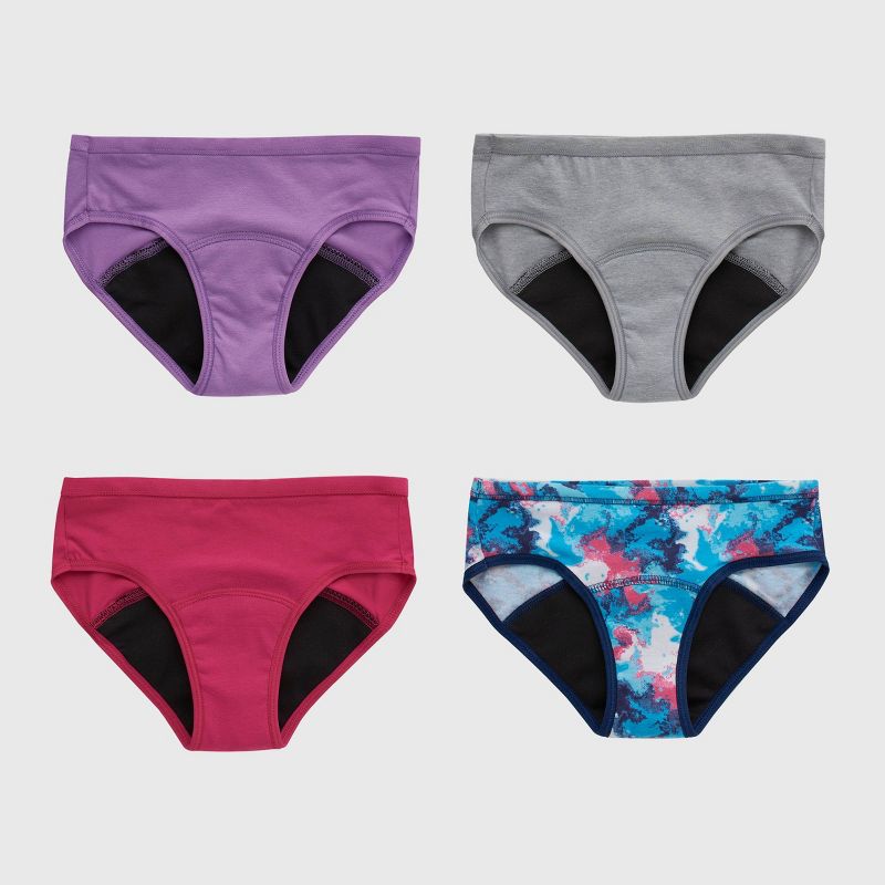 Hanes Girls' 4pk Hipster Period Underwear - Colors May Vary, 1 of 8