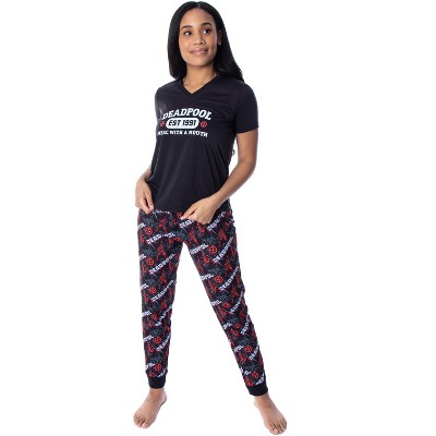 Marvel Women's Deadpool Merc With A Mouth 2 Piece Jogger Pajama