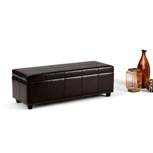 CAVINAS Faux Leather Storage Ottoman Bench with Tufted Diamond Detail,Modern Storage Ottoman,Storage Benches for Living Room,Bedroom - 1 of 4
