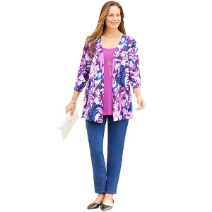 Catherines Women's Plus Size Cardigan And Tank Duet - 1 of 4