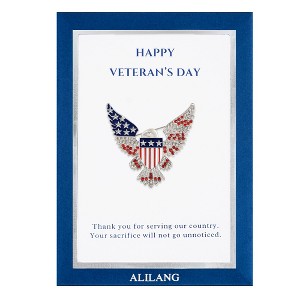 Anna-Kaci Bald Eagle American Flag Shield Brooch Pin with Patriotic Gift Card & Envelope - 1 of 4