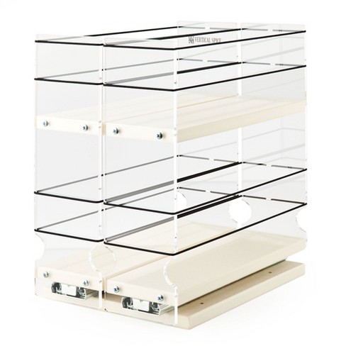 Vertical Spice 22x2x11 Spice Rack 2 Drawers 2 Tiers, Cream, 20 Jar Capacity with Flex-Sides, Sliding, Pullout, Partially Assembled