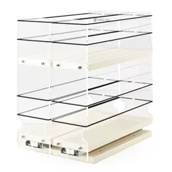 Vertical Spice 2 Tier Dual Drawer Clear Spice Rack Organizer with a Full Extension Slide and Elastic Flex Sides for Large Jars and Containers, Cream