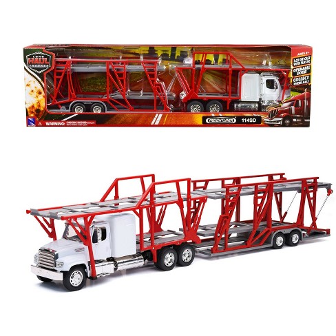 Freightliner 114SD Auto Transporter White and Red 