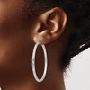 Black Bow Jewelry 3mm x 50mm 14k White Gold Textured Round Hoop Earrings - 3 of 4