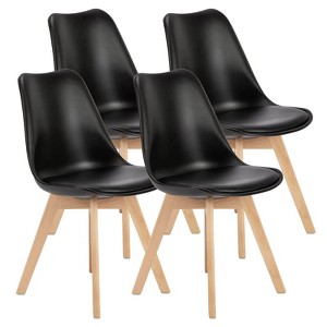 IULULU Dining Chairs, 4-Piece Mid-Century with Wooden Legs, PU Leather Seats - 1 of 4