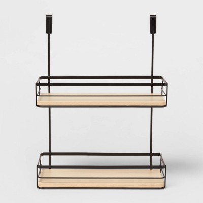 Over the Cabinet Tiered Shelves with Wood Matte Black - Brightroom™
