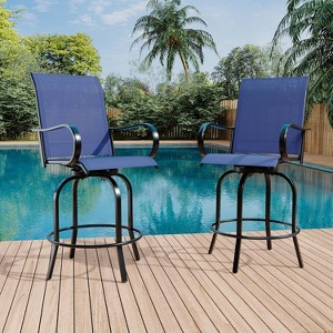 Outdoor Swivel Bar Stools Set of 2, Patio Swivel Bar Stools Chair - 1 of 4