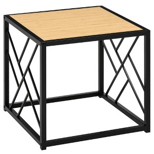HOMCOM Modern End Table, Accent Side Table with Metal Frame for Living Room, Black - 1 of 4