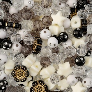 John Bead 8mm Black & Whtie Star Mix Plastic Beads, 70g - 1 of 4