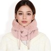 Anna-Kaci Women's Faux Fur Lined Knit Hooded Scarf with Adjustable Drawstring and Full Coverage for Winter Warmth - Khaki - 4 of 4