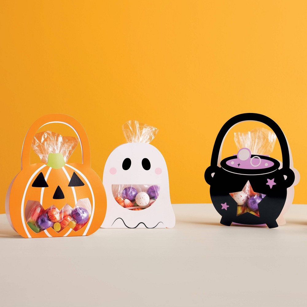 6ct Halloween Character Cello Treat Bags - Pumpkin, Ghost and Cauldron - Spritz™