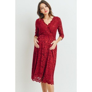 Hello MIZ Womens Floral Lace Surplice Maternity Dress - 1 of 1