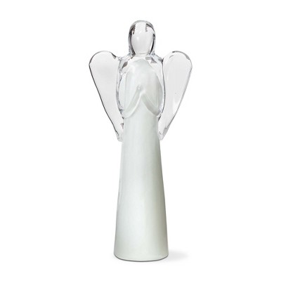 tag Small Glass Angel Decor - Decorative Sculpture for Holiday & Christmas - White - 4.25" L x 2.35" W x 10" H