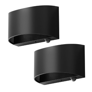 DORESshop 9 in. 1-Light Black Motion Sensor Indoor Integrated LED Wall Sconce 12-Watt 3000K for Living Room Bedroom Hallway 2-Pack - 1 of 4
