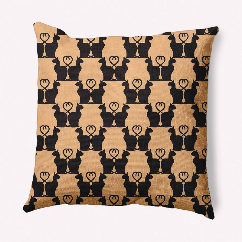 16&#34;x16&#34; Cat Clowder Print Square Throw Pillow Pale Gold - e by design, 1 of 6