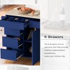 Kitchen Cart With Rubber Wood Countertop, Large Storage Space Flatware Organizer With Spice Rack, Towel Rack, Rolling Kitchen Cart W/5 Wheels - 4 of 4