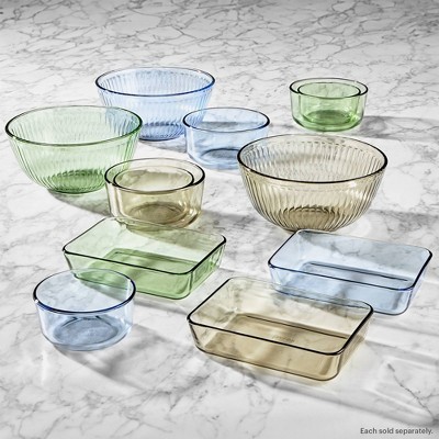 Pyrex® Simply Store® Tint 4pc Lidded Rectangle Storage Set Green: Glass Baking Dish, Microwave-Safe, 24 Volume Capacity