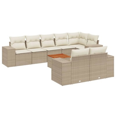 vidaXL Garden Sofa Set Beige PE Rattan Medium Modular Garden Sofa Set
