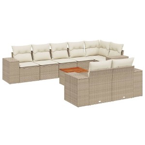 vidaXL Garden Sofa Set Beige PE Rattan Medium Modular Garden Sofa Set - 1 of 4