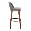 30" Mid-Century Modern Barstools Set of 2 with Swivel, Tufted Seat, and Wood Legs with Round Metal Footrest - 3 of 4