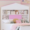 Twin Size House-Shaped Wooden Bed with Storage Shelf on the Headboard, Built-in Two Storage Drawers - ModernLuxe - 4 of 4