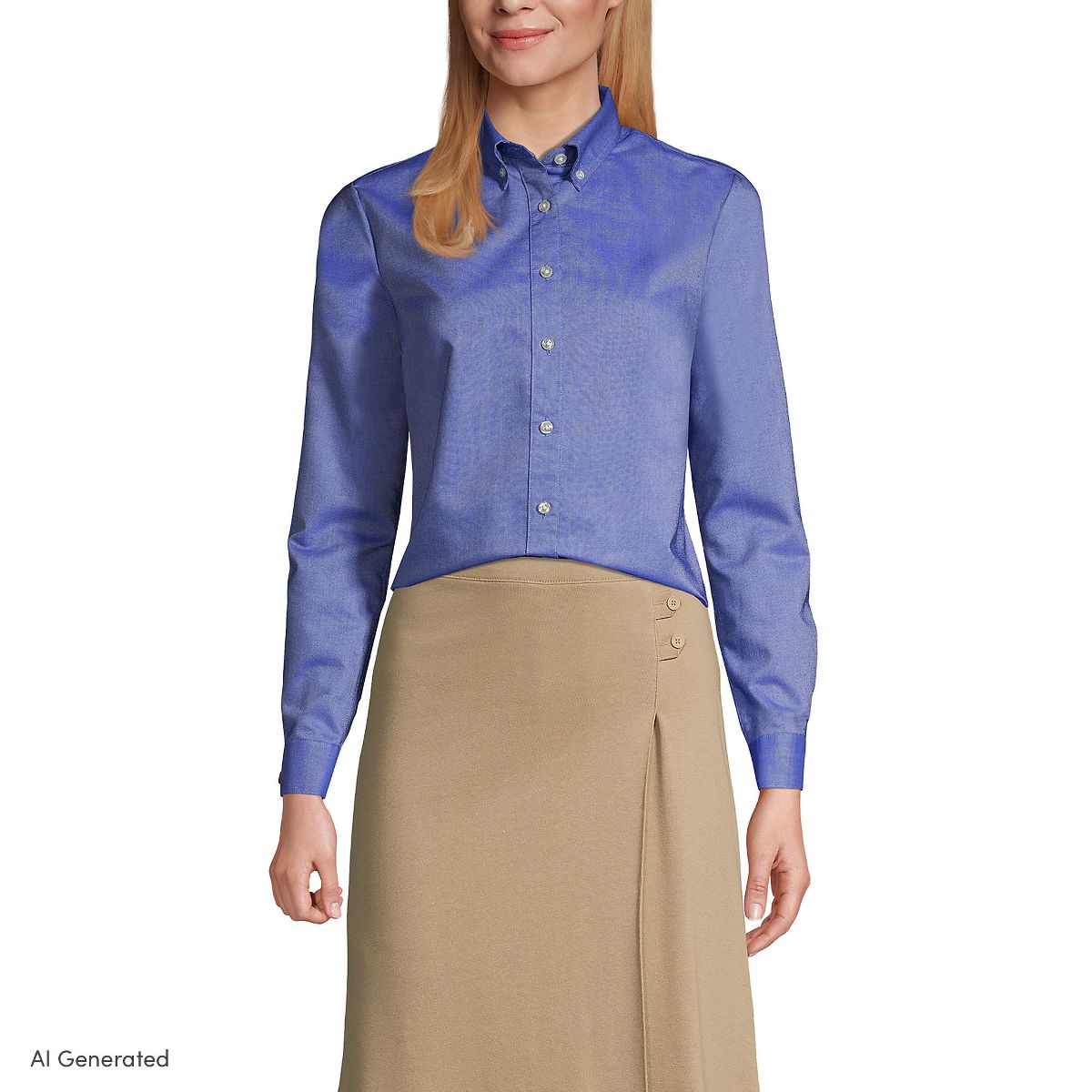 Lands' End School Uniform Women's Long Sleeve Oxford Dress Shirt - thumbnail 4