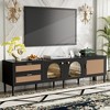 Kumasinova Rattan TV Stand with 3 Cabinets&2 Drawers,Media Console Table for TVs up to 80'',LED Light Entertainment Center for Living Room - 2 of 4