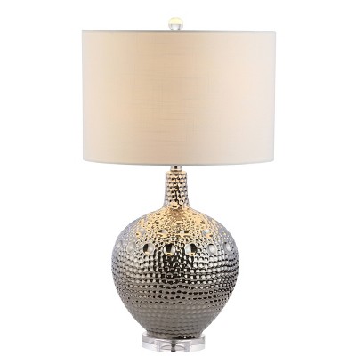 27" Ceramic Andrews Table Lamp (Includes LED Light Bulb) Silver - JONATHAN Y