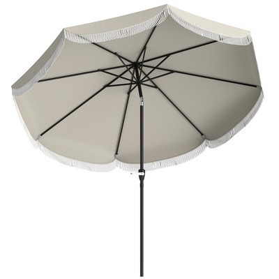 Outsunny 9FT Patio Umbrella, UPF 30+ Outdoor Market Umbrella, Vented Patio Table Umbrella with Crank, 8 Ribs, Push Button Tilt