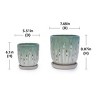 Syemin Planters Set of 2 Striped Ceramic Flowerpot, Indoor and Outdoor Modern Planter for Patio, Garden, Windowsill, Green, 7.48"*7.4"*8.07" - 3 of 4