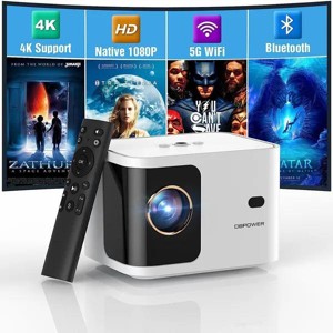 5G WiFi Mini Bluetooth Projector 4K Support, 300 ANSI HD 1080P Portable Video Projector, ¡À40¡ã Vertical Keystone|Zoom|Timer, Smartphone Projector - 1 of 4