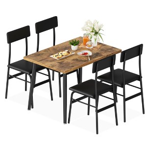 Dining Table Set for 4, 5 Piece Kitchen Table Set with 4 Upholstered ...