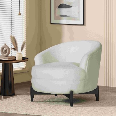 CAVINAS Boucle Accent Chair with Mid-Height Backrest,Modern Comfy Upholstered Living Room Chairs,Reading Chairs for Living Room