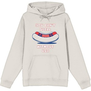 Americana You Can't Spell Sausage Without USA Long Sleeve Adult Hooded Sweatshirt - 1 of 2